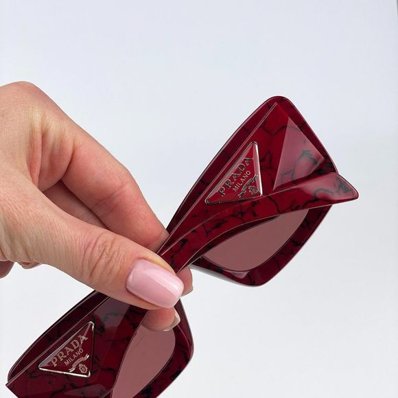 Prada PR13ZS 15D08S Sunglasses Etruscan Marble Red Dark Violet Cat Eye Women - Picture 8 of 15